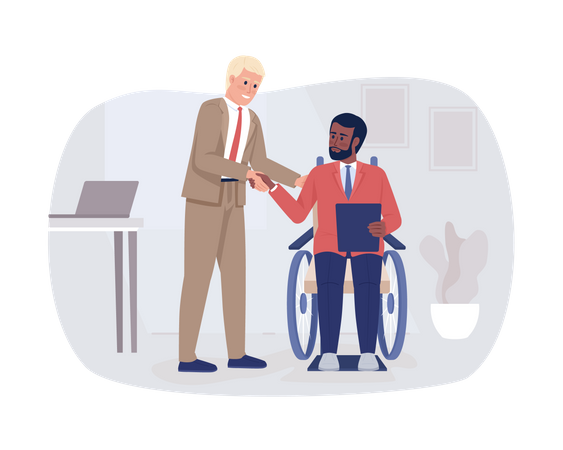 Manager supporting disabled worker Illustration