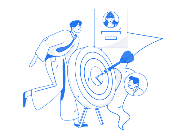 Manager targets employee goals  Illustration