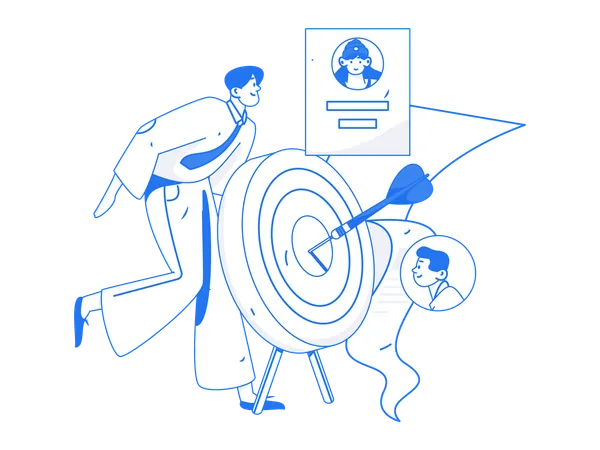 Manager targets employee goals  Illustration