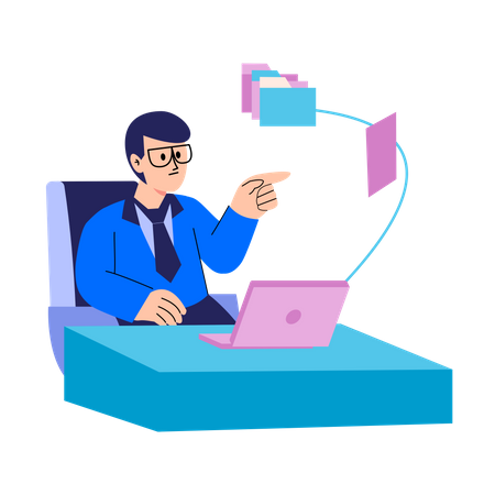 Manager uploading business file to secure folder Illustration