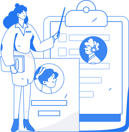 Manager views at employee list  Illustration