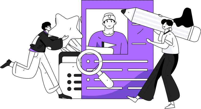 Manager views employee profile  Illustration