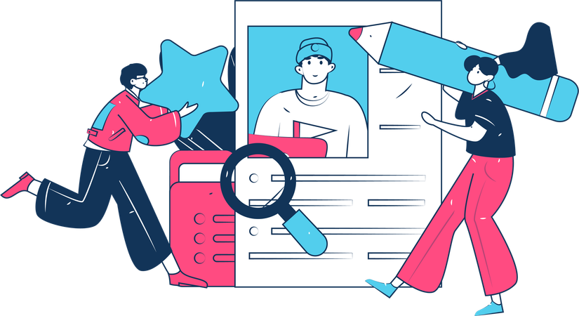 Manager views employee profile  Illustration