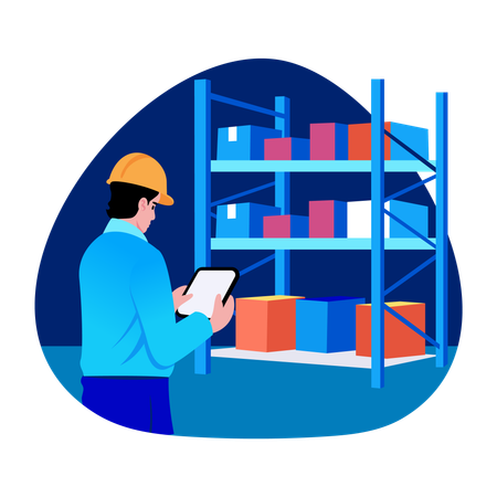 Manager working with inventory  Illustration