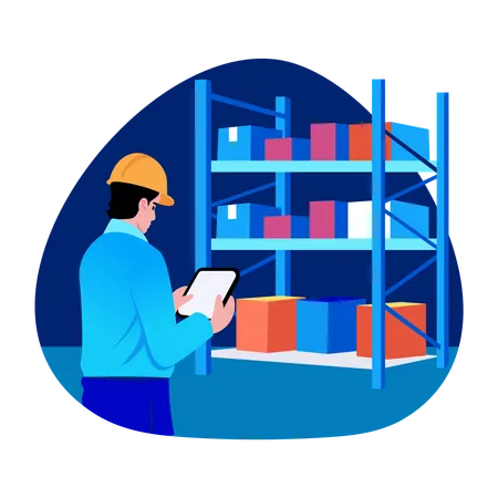 Manager working with inventory  Illustration