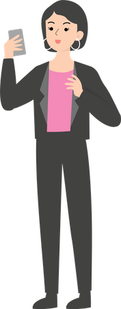 Managerin mit Mobiltelefon  Illustration