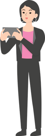 Managerin nutzt Handy  Illustration
