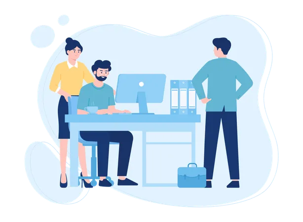 Managers Working On Project Together Trending Concept Flat Illustration Illustration