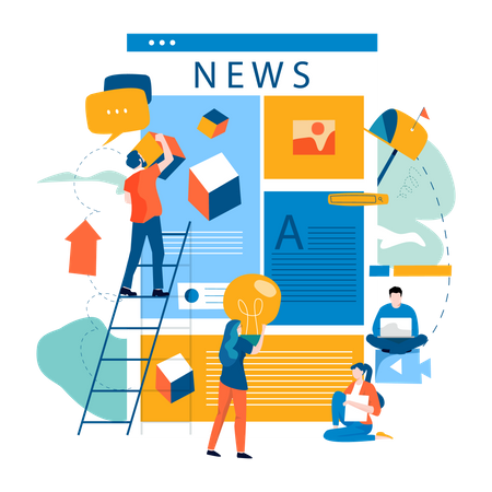 Managing news content by team Illustration