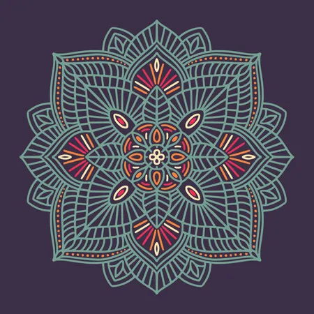 Mandala étnica floral ornamental colorida  Ilustração