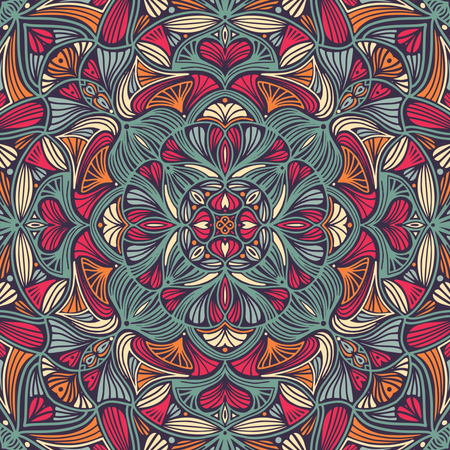 Mandala étnica floral ornamental colorida  Ilustração