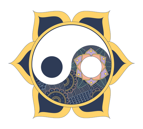 Mandala Yin Yang con geometría sagrada  Ilustración