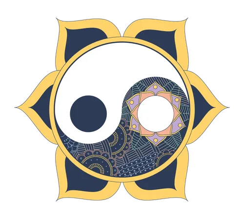 Mandala Yin Yang con geometría sagrada  Ilustración