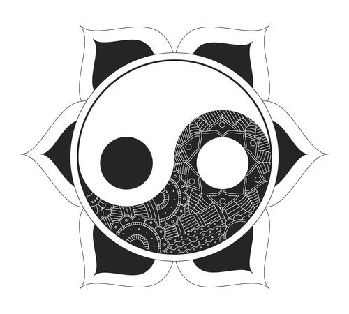 Mandala Yin Yang con geometría sagrada  Ilustración