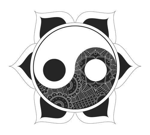 Mandala Yin Yang con geometría sagrada  Ilustración
