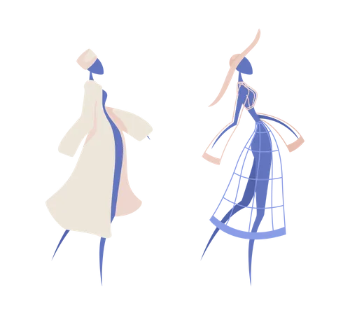 Manequins em roupas de inverno  Ilustração