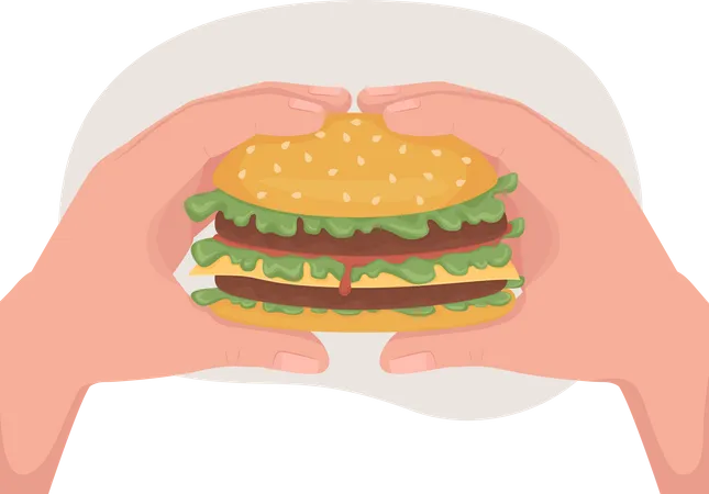 Manger un hamburger  Illustration