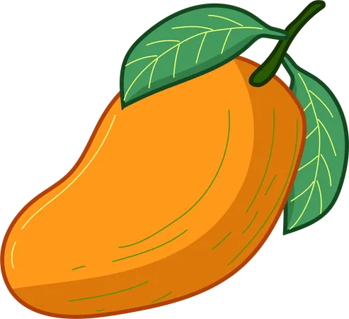 This Richly Colored Mango Illustration Highlights The Lush Tropical Flavor And Vibrant Orange Hue Of This Beloved Fruit 일러스트레이션