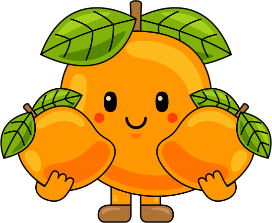 Mango Mascot eating Mango  Illustration