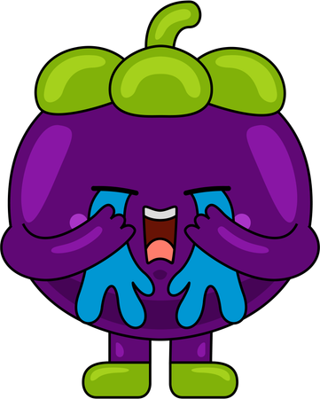 Mangosteen Mascot crying  Illustration