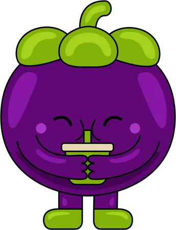 Mangosteen Mascot drinking juice  Illustration