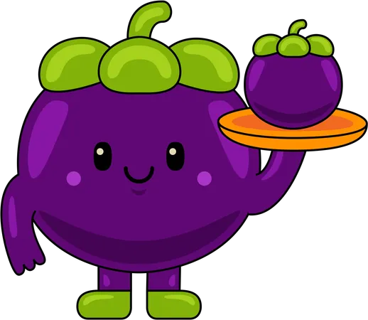 Mangosteen Mascot holding Mangosteen  Illustration