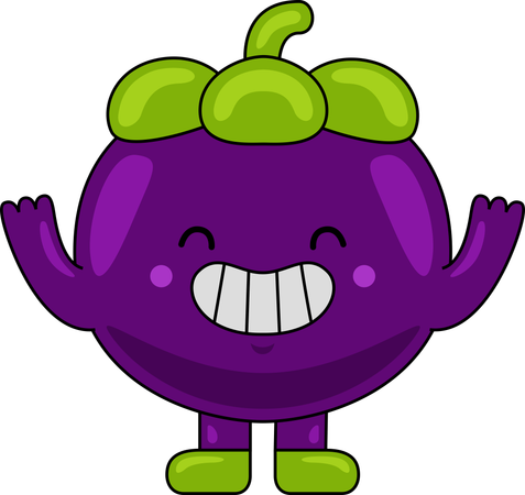 Mangosteen Mascot raising hands  Illustration