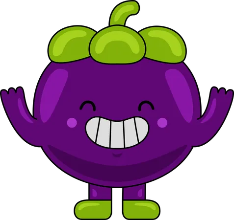 Mangosteen Mascot raising hands  Illustration