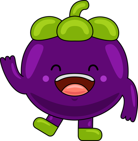 Mangosteen Mascot waiving hand  Illustration