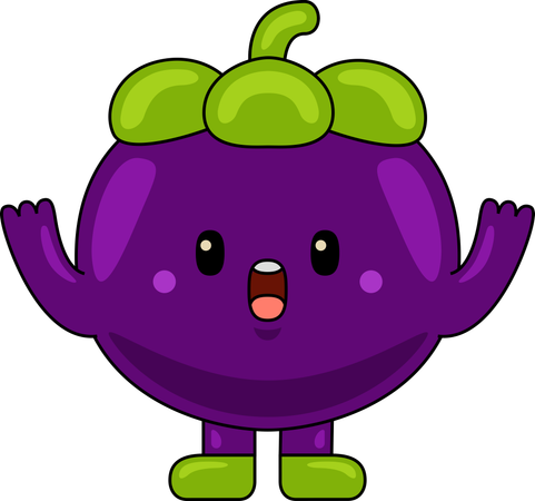 Mangosteen Mascot with hands up  Illustration