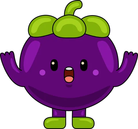 Mangosteen Mascot with hands up  Illustration