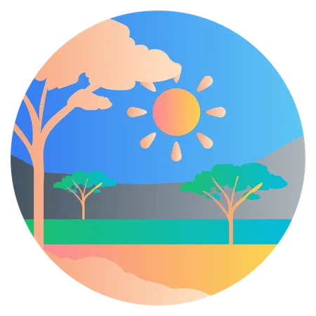 Manhã paisagística  Ilustração