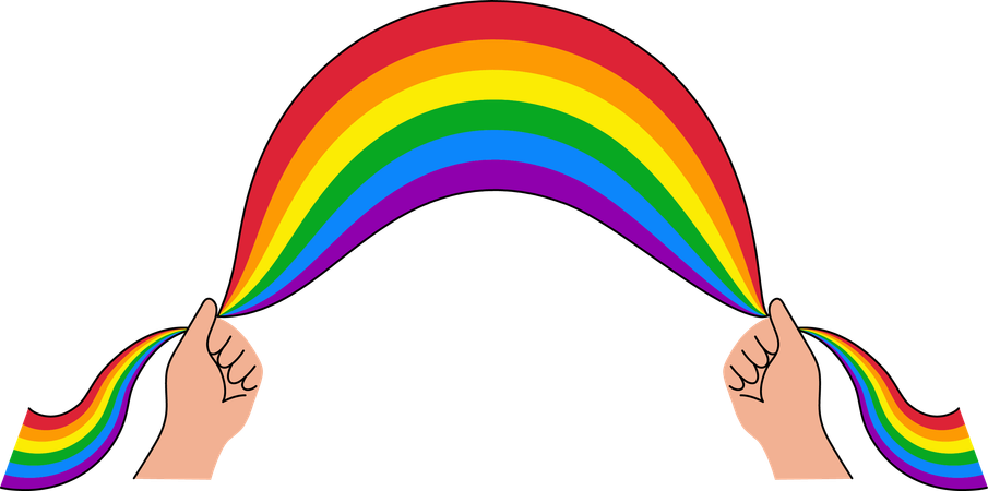 Mani che tengono la bandiera LGBT arcobaleno  Illustration