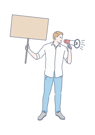 Manifestante masculino  Ilustración
