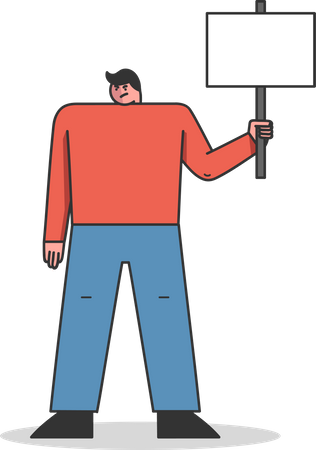 Manifestante segurando faixa vazia  Ilustração