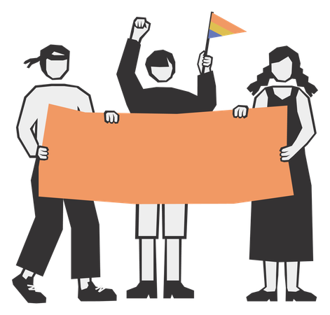 Manifestants tenant une pancarte pendant la manifestation  Illustration