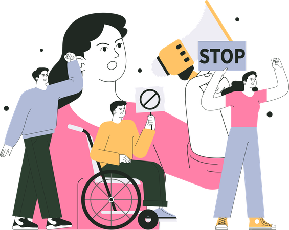 Manifestation des personnes handicapées Illustration