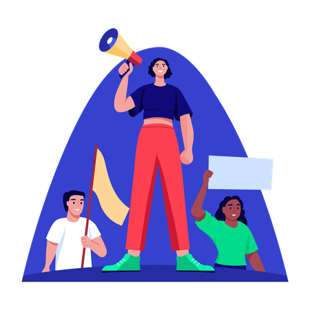 Un employé fait une manifestation commerciale  Illustration