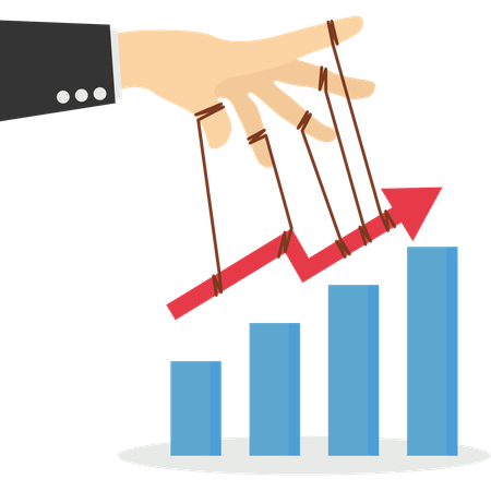 Manipulação manual de negócios nas tendências do mercado financeiro  Ilustração