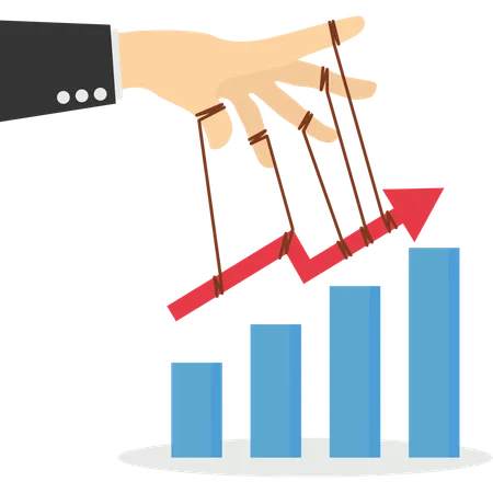 Manipulação manual de negócios nas tendências do mercado financeiro  Ilustração