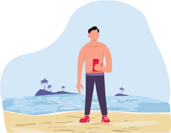 Mann am Strand  Illustration