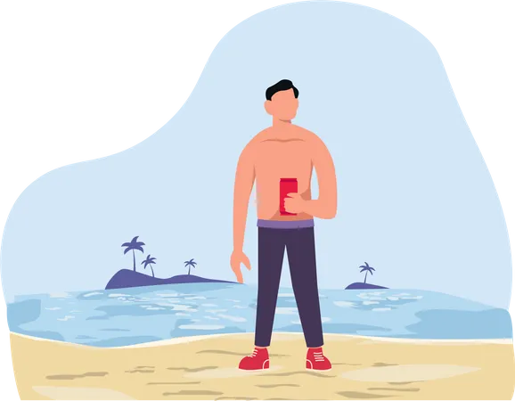 Mann am Strand  Illustration