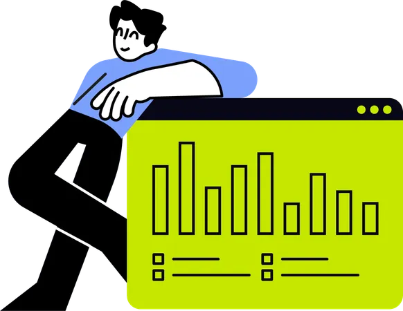 Mann analysiert Diagramm  Illustration