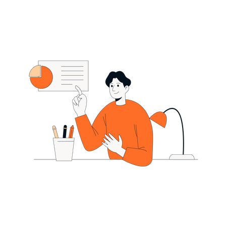 Mann analysiert Diagramm online  Illustration