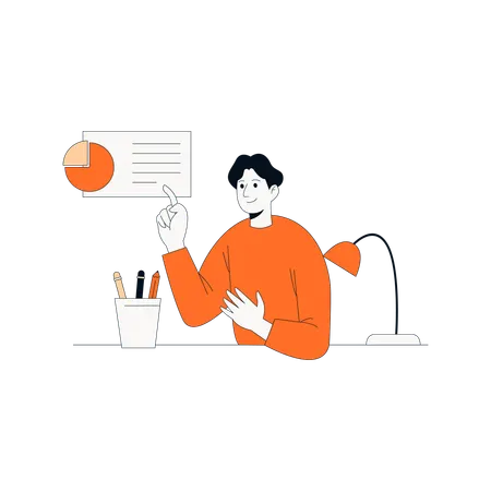 Mann analysiert Diagramm online  Illustration