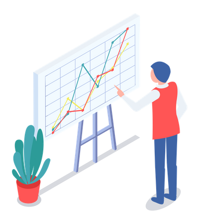 Digitaler Bericht zur Mannanalyse mit Daten  Illustration