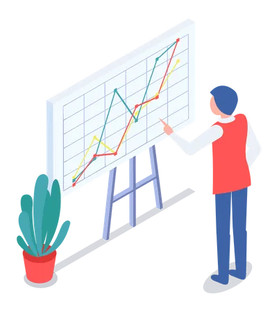 Digitaler Bericht zur Mannanalyse mit Daten  Illustration