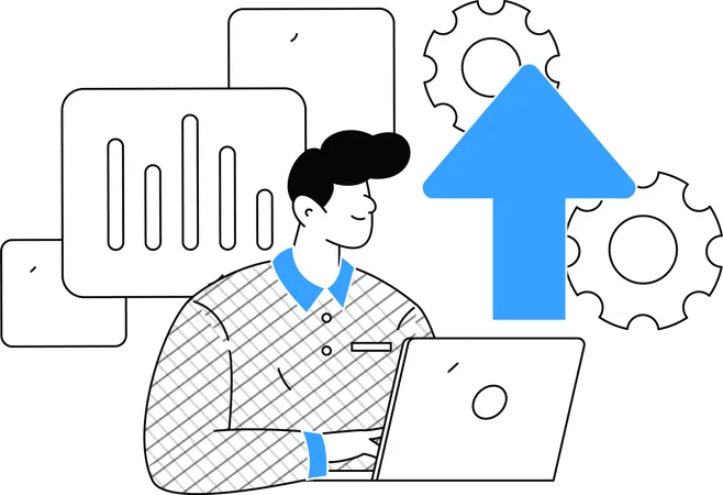 Mann analysiert Daten  Illustration