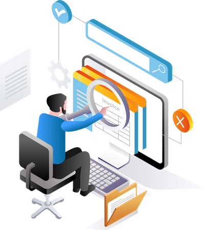 Mann analysiert Daten  Illustration