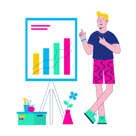 Mann analysiert Daten  Illustration